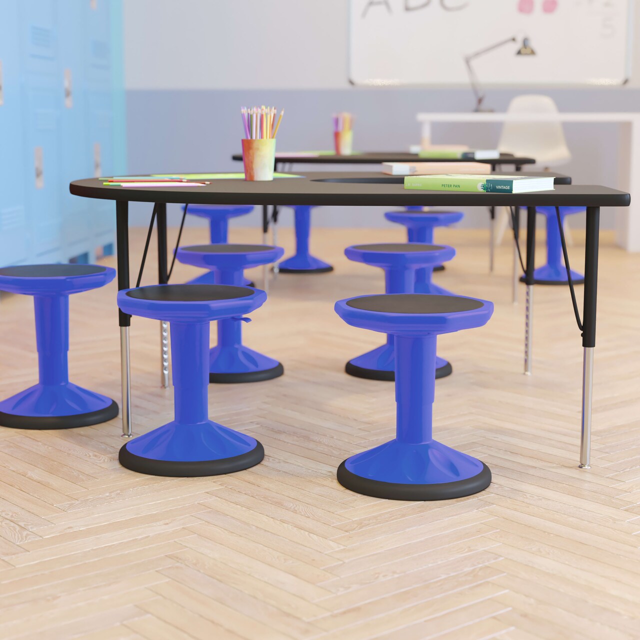 Emma and Oliver Saylor Height Adjustable Active Motion Stool for Kids with Weighted Rubber Non-Slip Bottom
